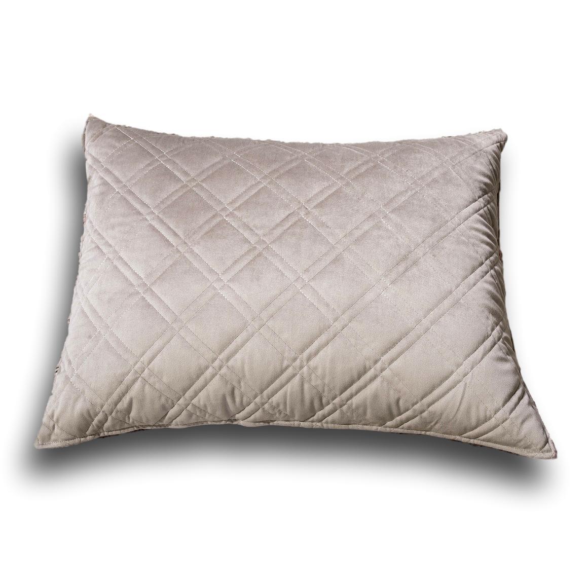 DaDa Bedding Taupe Grey Velvet Quilted King Pillow Sham - (JHW831)