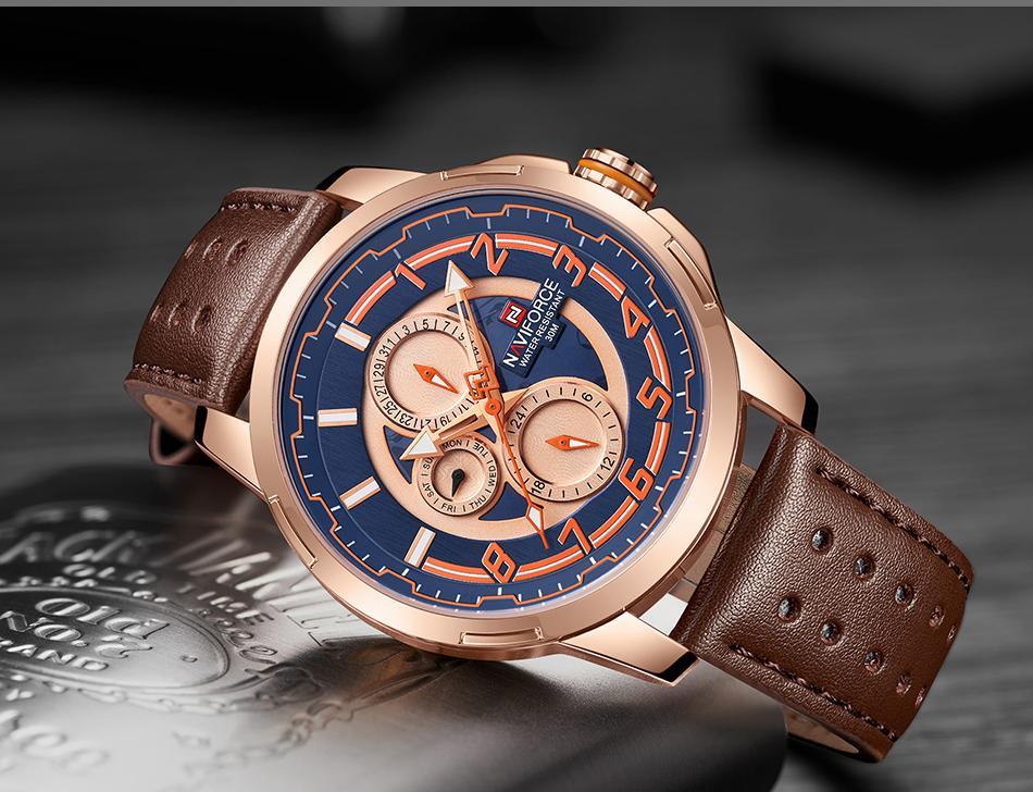 Sport Watches For Man Waterproof Watch Analog Quartz Leather Band Date Calendar  Unique Wristwatch  Perfect Gift