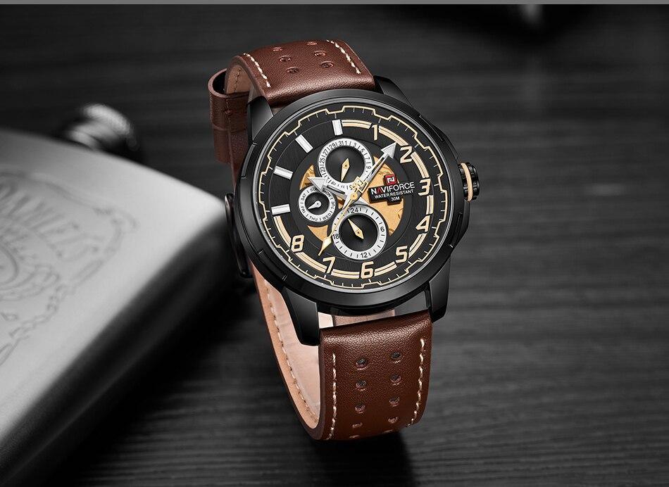 Sport Watches For Man Waterproof Watch Analog Quartz Leather Band Date Calendar  Unique Wristwatch  Perfect Gift