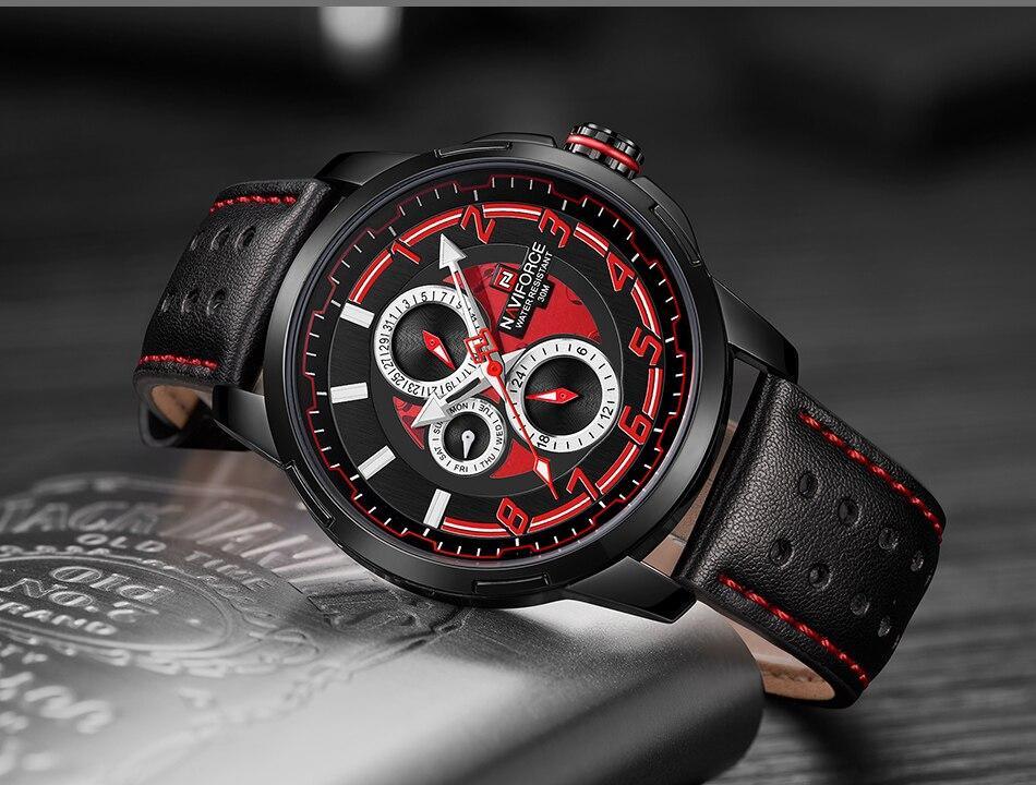 Sport Watches For Man Waterproof Watch Analog Quartz Leather Band Date Calendar  Unique Wristwatch  Perfect Gift