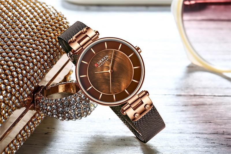 Women's Luxury Watches In Excellent Background And Zircon Designs Business Style Wristwatch Perfect Gift For Her