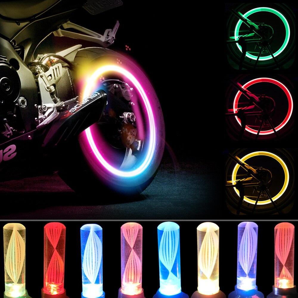 LED Neon Bike Wheel Tire Light Valve Dust Cap Spoke Light For Bicycle Cycling Warning Light Bicycle Flash Cap Light Bike Tire Wheel Valve Cap For Front And Rear Wheel Bicycle Motorcycle Tire Colorful Design