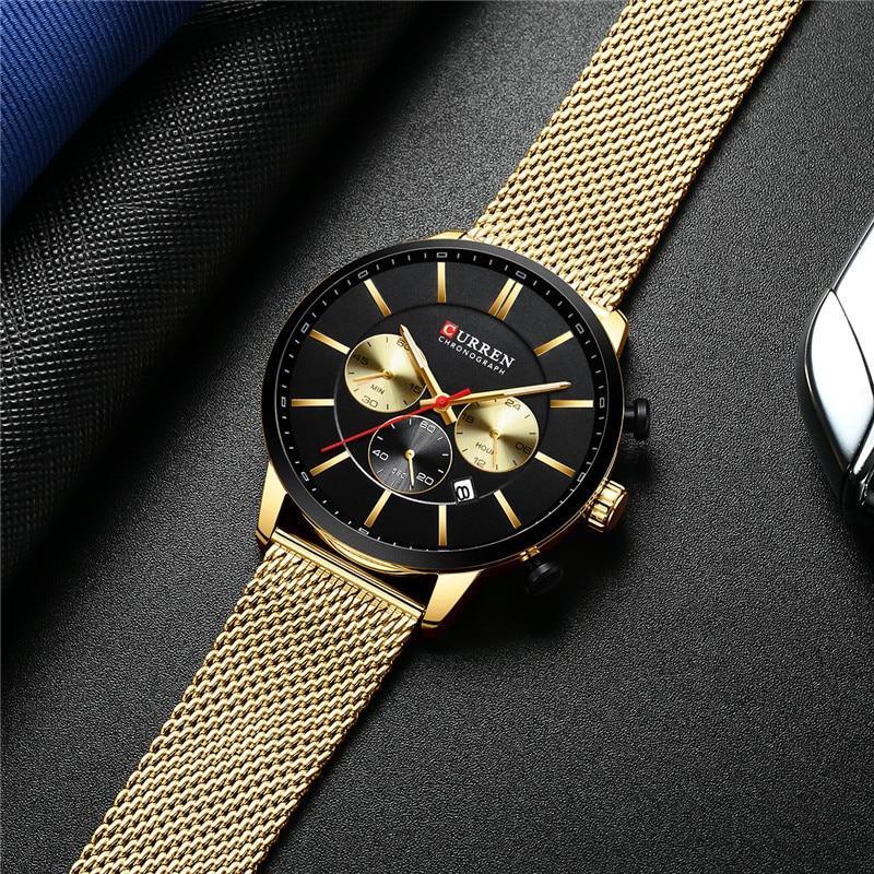 Unisex Elegant  Stainless Steel Watch With  Chronometer And Date Display Excellent Design Perfect Gift