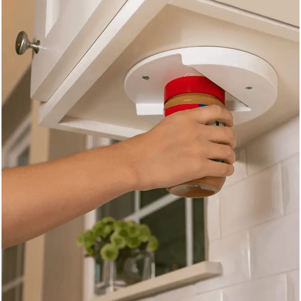 Quick Unique Design V-Shape Multi-function Lid Jar Opener Under Cabinet Professional Cans Fits Any Sizes Useful Kitchen Gadget