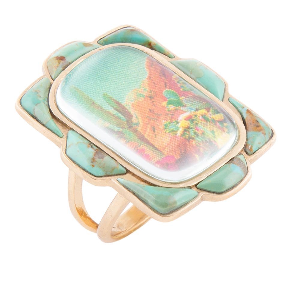 Scenic Desert Sedona Blue Turquoise Golden Ring
