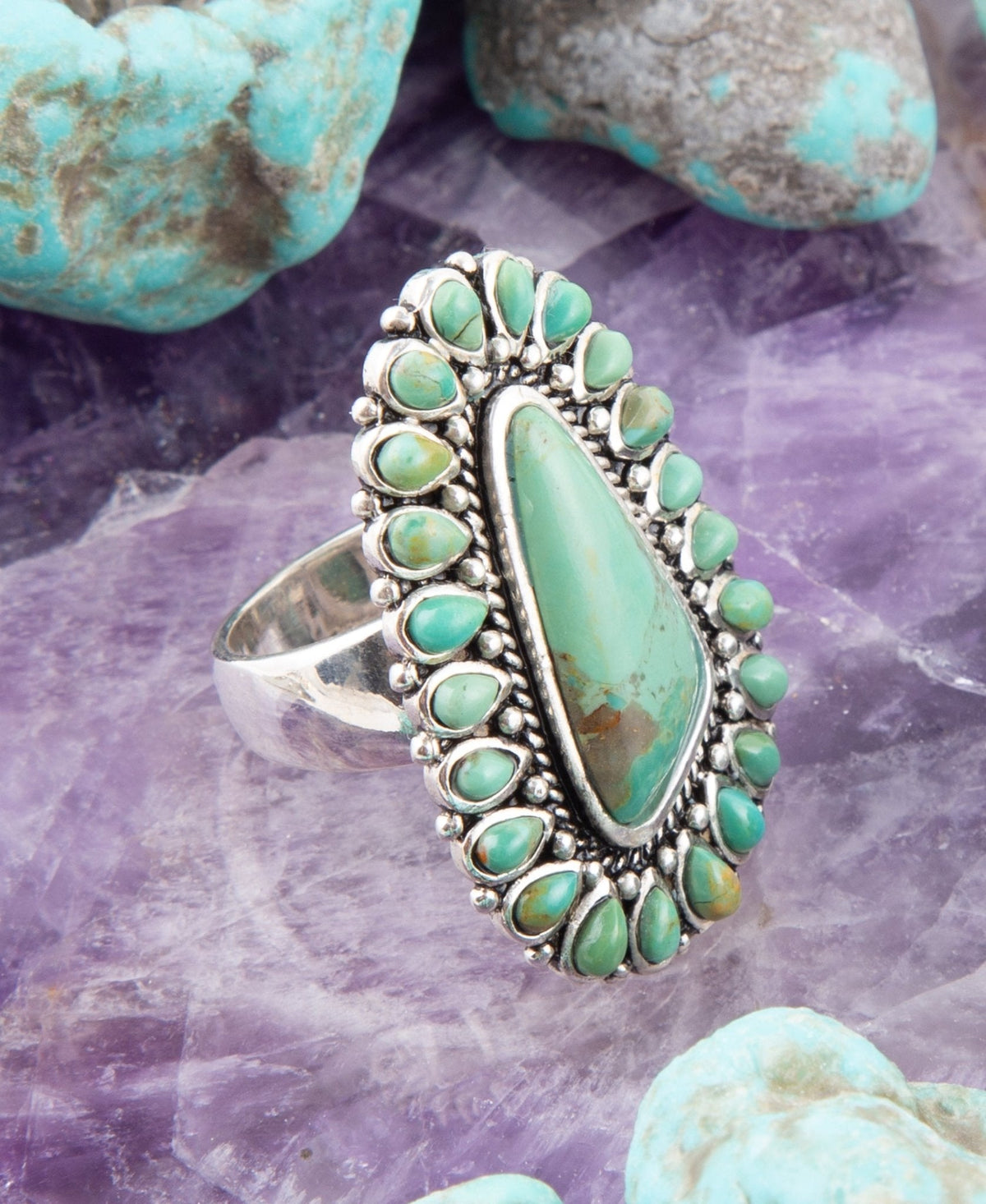 Sedona Blue Turquoise and Sterling Silver Statement Ring