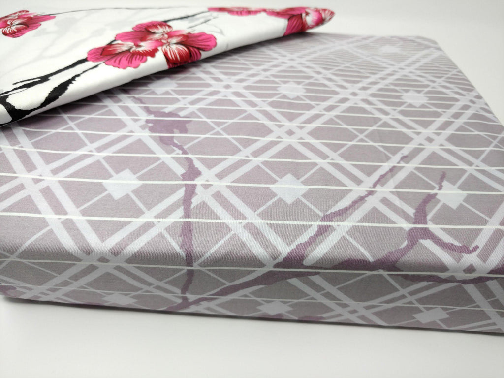 DaDa Bedding Floral Cherry Blossoms Red Purple Fitted Sheet & Pillow Cases Set (FTS8318)