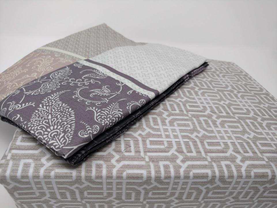 DaDa Bedding Jacquard Grey Floral Paisley Fitted Sheet & Pillow Cases Set (FTS8222)