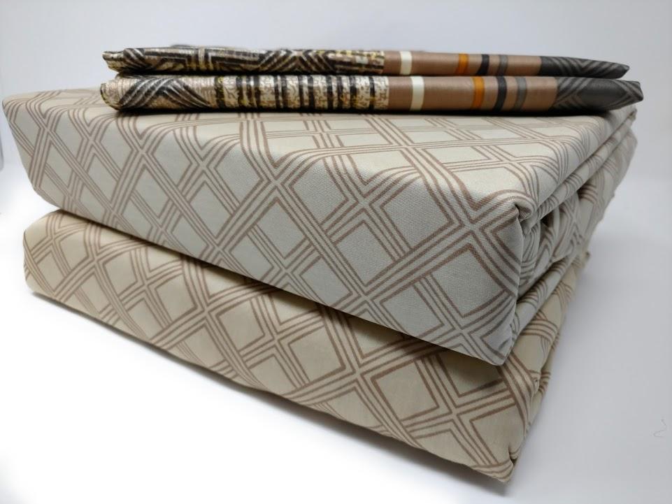 DaDa Bedding Geometric Striped Tan Brown Multi-Color Fitted + Flat Sheet & Pillow Cases Set (FSFS8279)