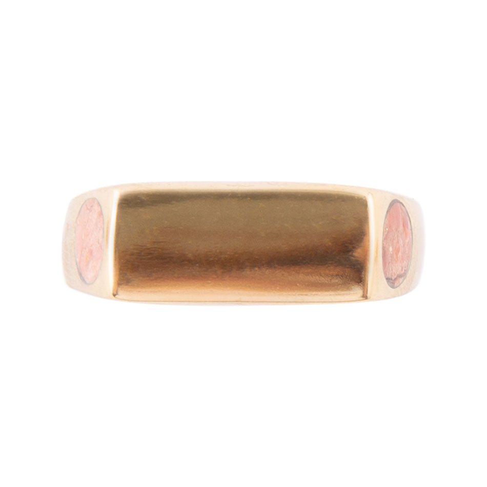 Signet Orange Sponge Coral and Bronze In The Hole Ring