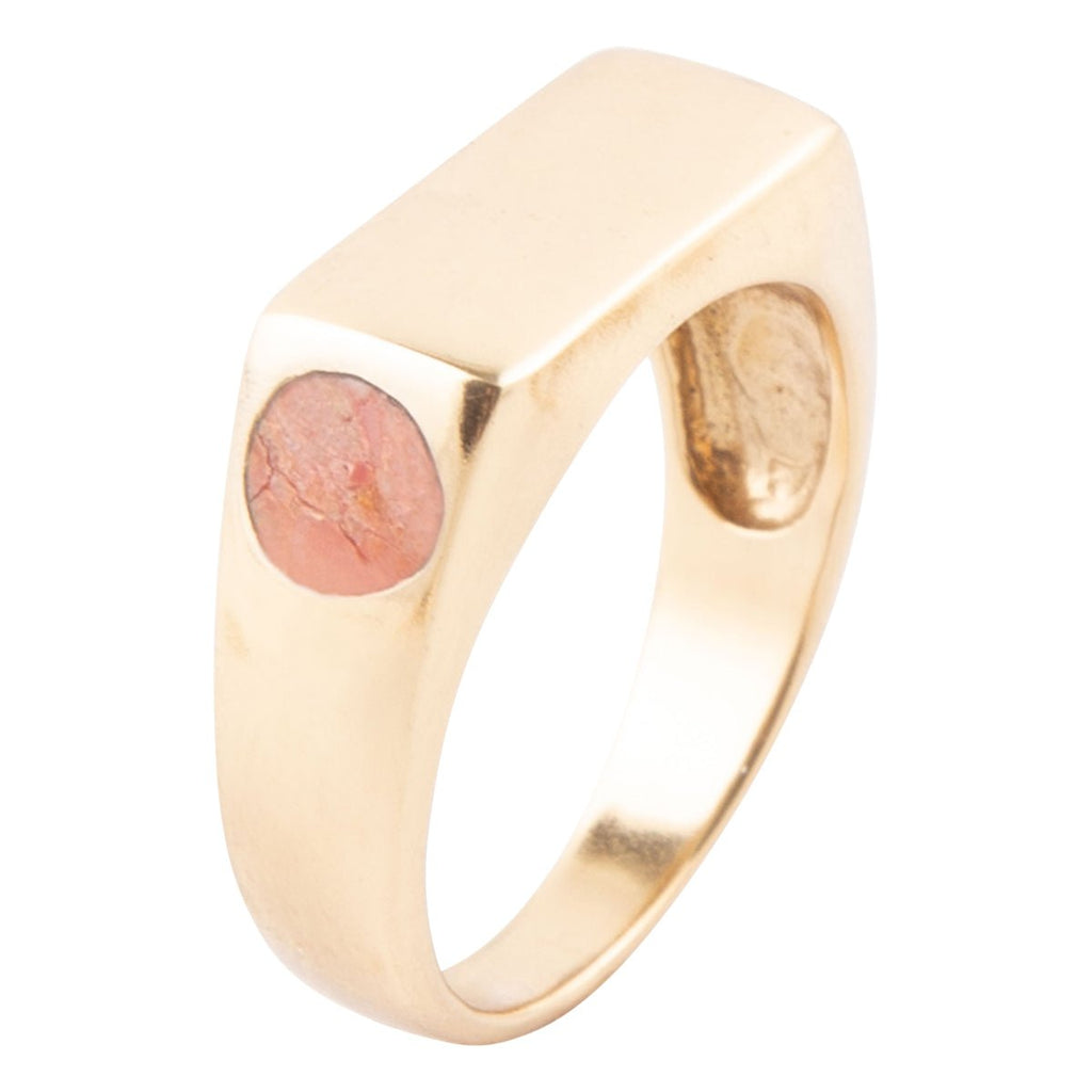 Signet Orange Sponge Coral and Bronze In The Hole Ring