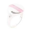 Signet Pink Opal and Sterling Silver Circle Ring