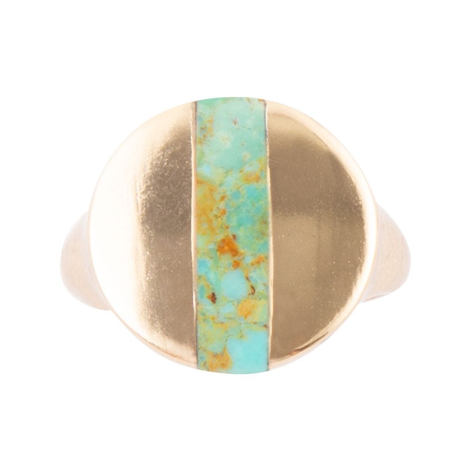 Signet Turquoise and Bronze Circle Ring