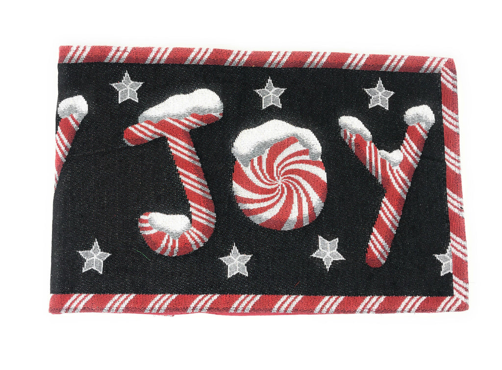 DaDa Bedding Set of 8 Pieces Peppermint Joy Holiday Table Tapestry - 4 Placemats, 2 Table Runners, 2 Throw Pillow Covers (12904)
