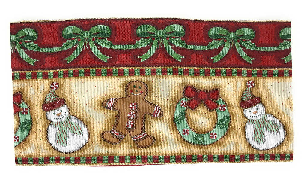 DaDa Bedding Gingerbread Snowman Holiday Woven Tapestry Dining Table Runner (12917)
