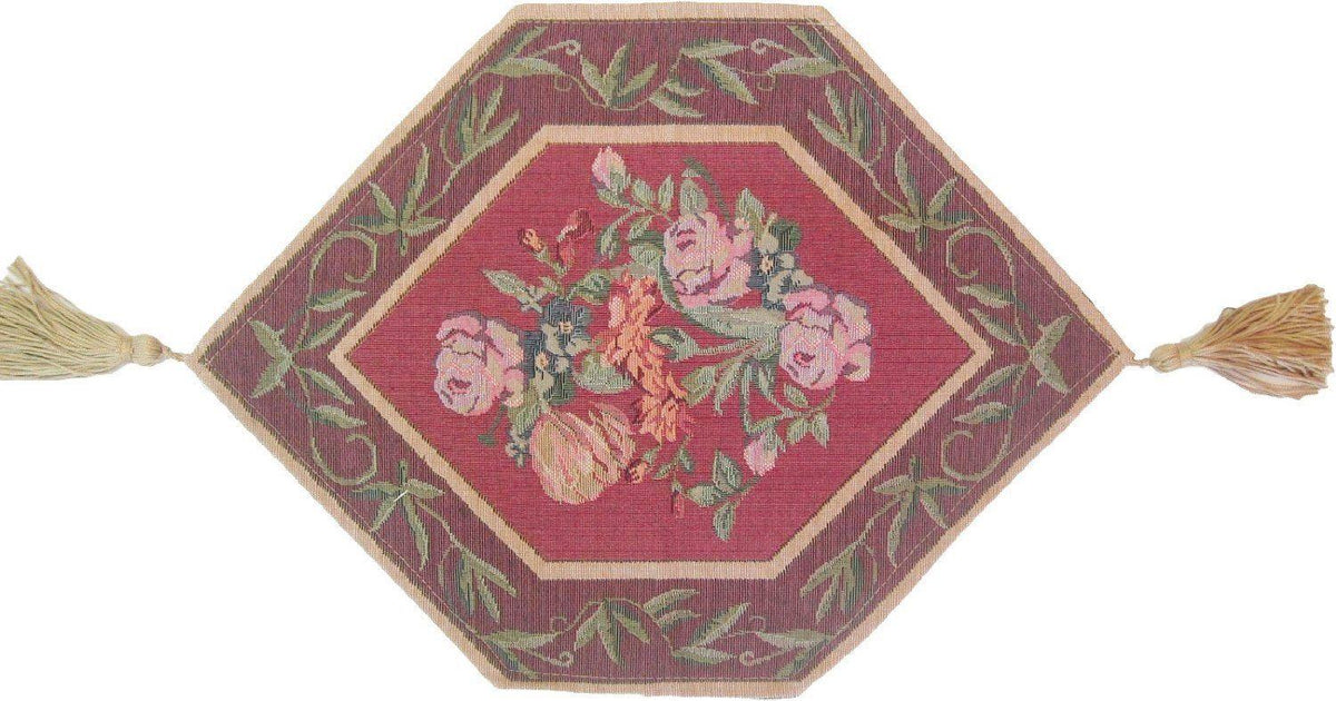 DaDa Bedding Romantic Floral Field of Roses Burgundy Red Tapestry Table Runner (5594)