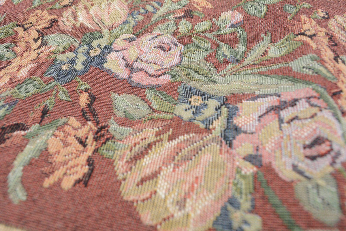 DaDa Bedding Romantic Floral Field of Roses Burgundy Red Tapestry Table Runner (5594)