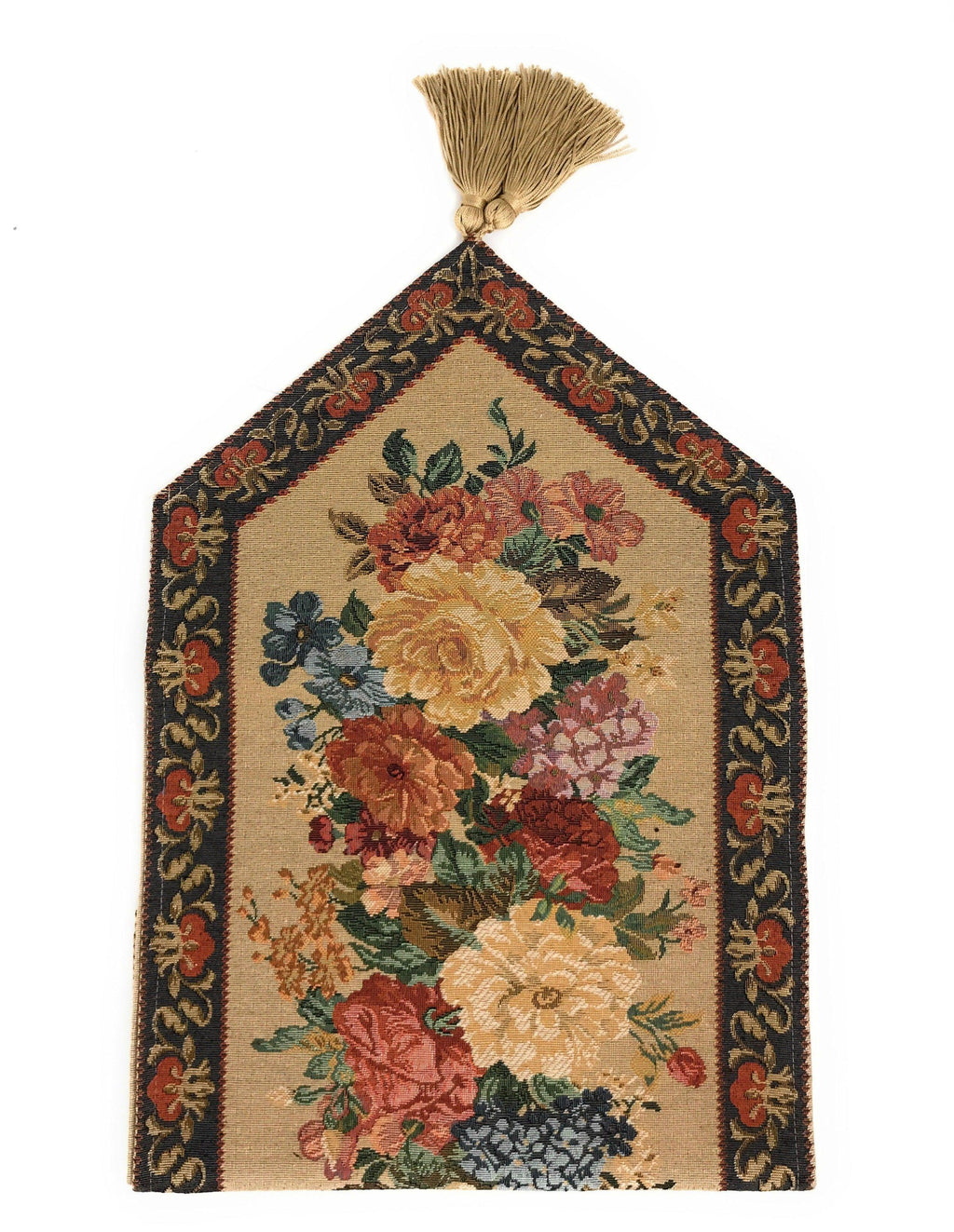 DaDa Bedding Breath of Spring Colorful Floral Beige Brown Tapestry Dining Table Runner (3089)