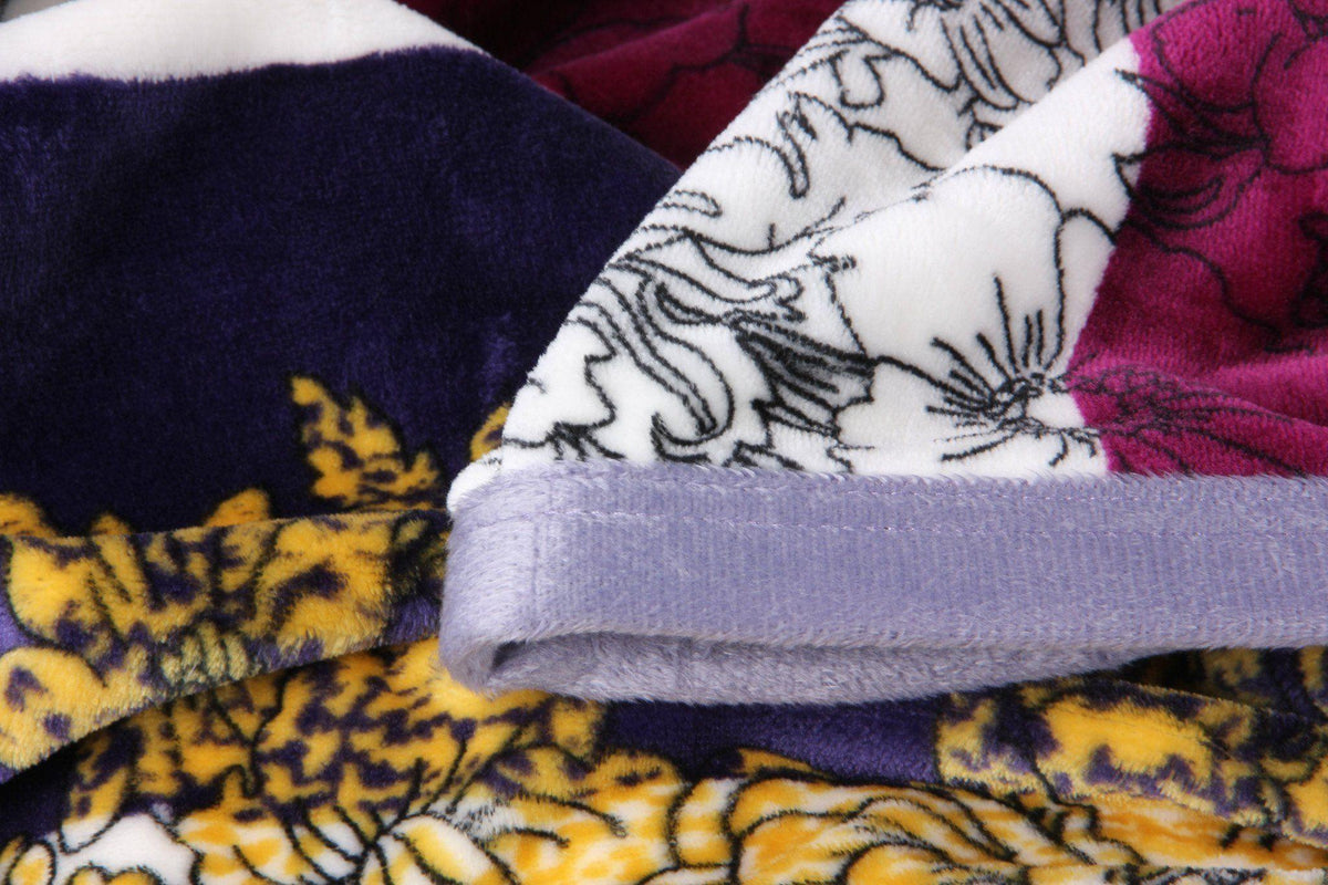 DaDa Bedding Botanical Floral Striped Carnations Mink Flannel Fleece Throw Blanket (XY9829)