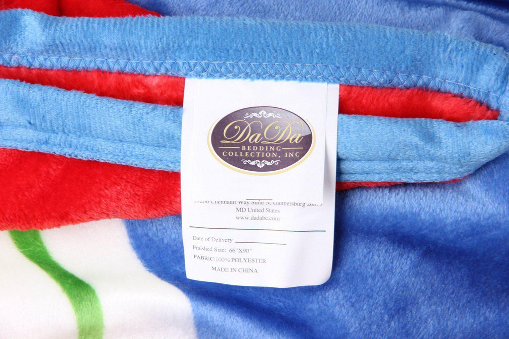 DaDa Bedding Colorful Striped Rainbow Reversible Plush Luxe Flannel Fleece Throw Blanket (XY9867)