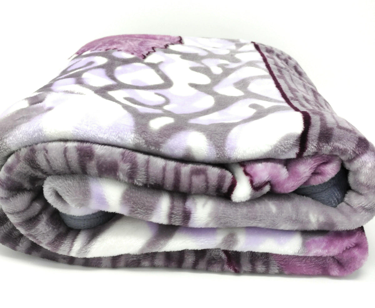 DaDa Bedding Orchid Blossoms Striped Floral Lavender Plush Fleece Flannel Throw Blanket (XY9833)