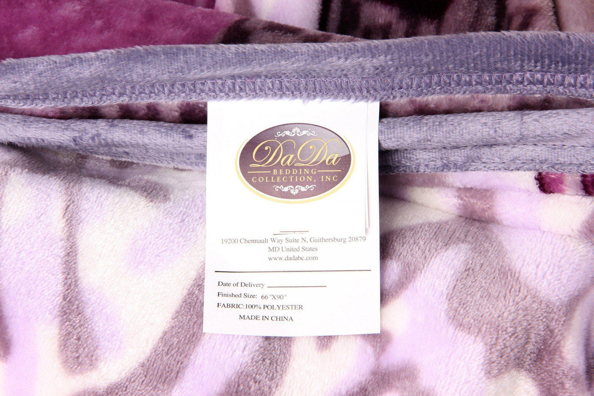 DaDa Bedding Orchid Blossoms Striped Floral Lavender Plush Fleece Flannel Throw Blanket (XY9833)