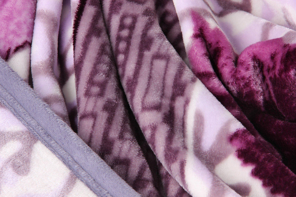 DaDa Bedding Orchid Blossoms Striped Floral Lavender Plush Fleece Flannel Throw Blanket (XY9833)