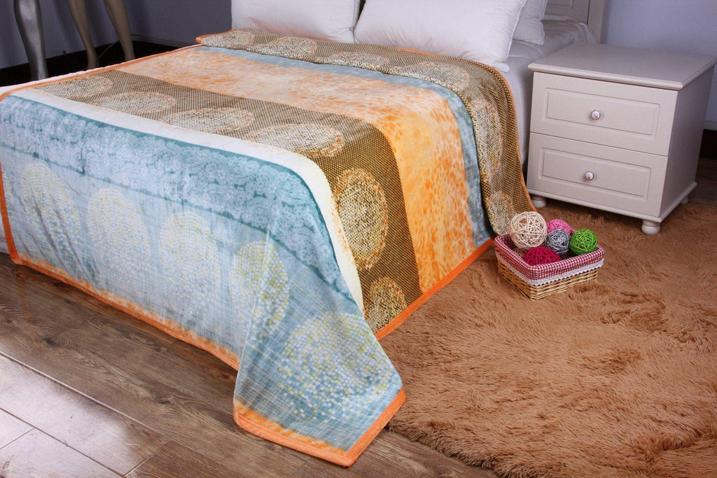 DaDa Bedding Papaya Beach Orange & Blue Reversible Soft Fleece Flannel Throw Blanket (XY9841)