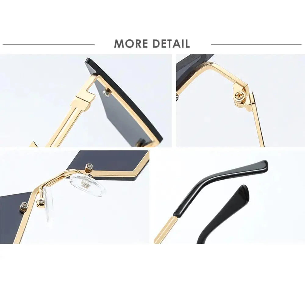 Unisex Elegant Diamond Shape Rimless Sunglasses Vintage Sun Glasses Cute Designs Excellent Gift For Summer