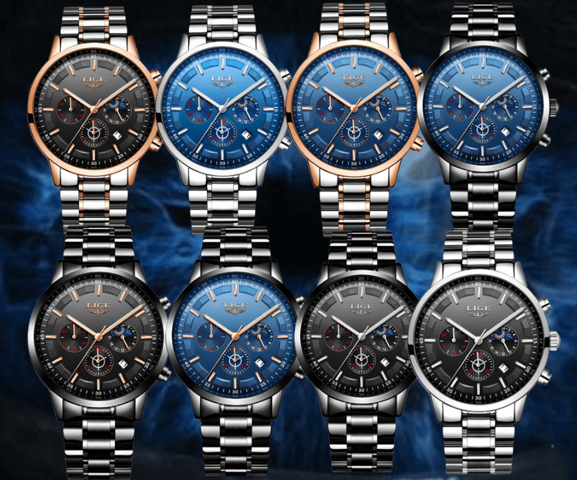 Men's Waterproof  Watch With Chronometers And Date Display Unique Design Perfect Gift
