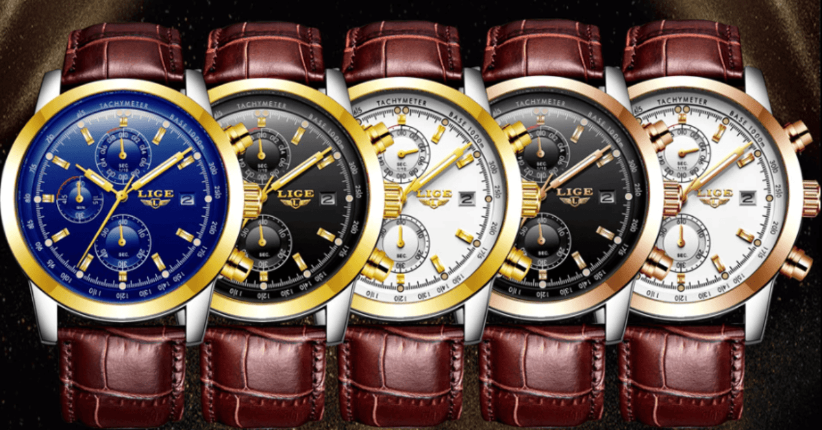 Men's  Waterproof Watch With Chronometers Date Display And Fluorescent Pointers Excellent Look Perfect Gift