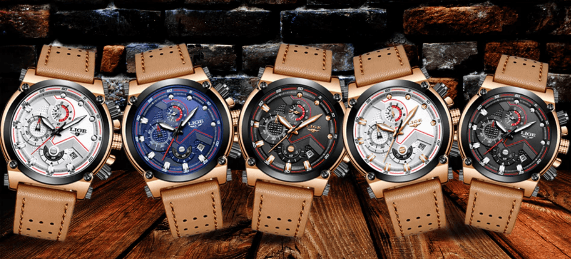 Men's Waterproof Modern Watch With Leather Belts, Stainless Steel Case Excellent Look Perfect Gift